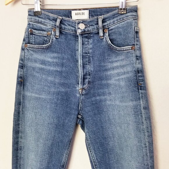 AGOLDE Nico High Rise Slim-Fit Distressed Jeans Shoreline Revolve Button Fly 23 - Picture 13 of 15